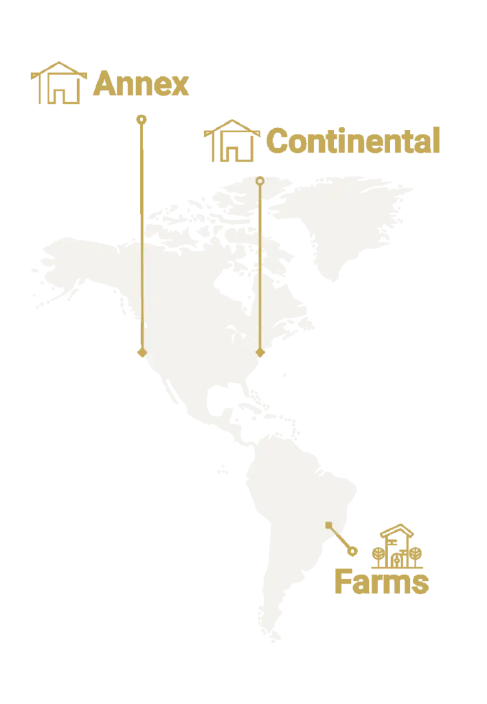 "Map highlighting coffee regions in Central America, focusing on artisan coffee suppliers and Brazilian specialty coffee."